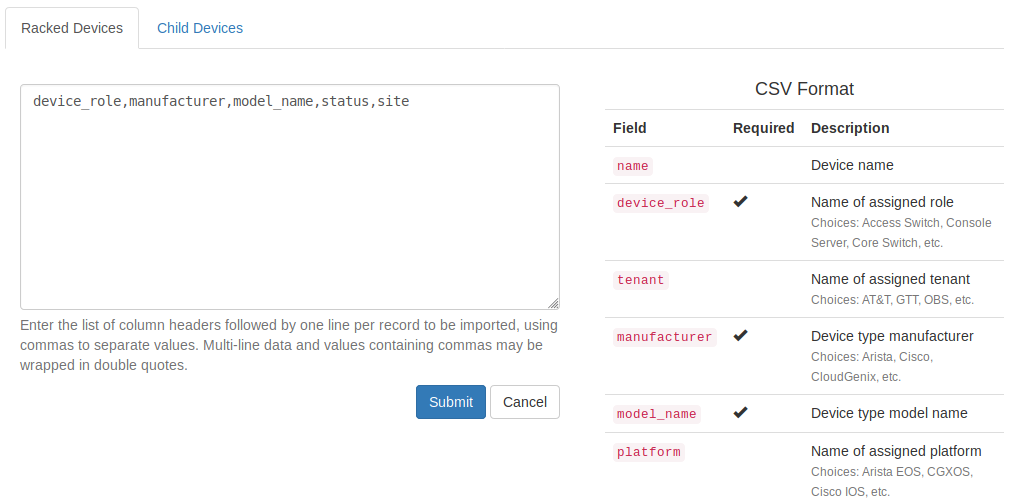 Export CSV form