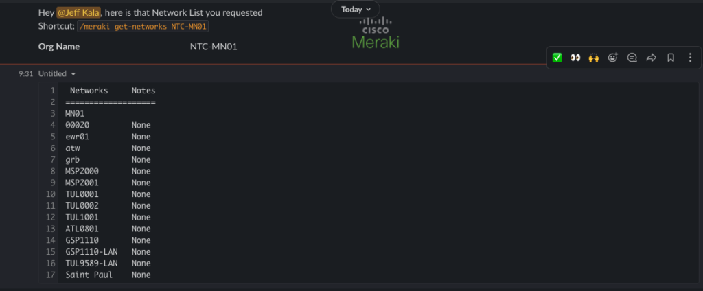 Meraki Get Networks