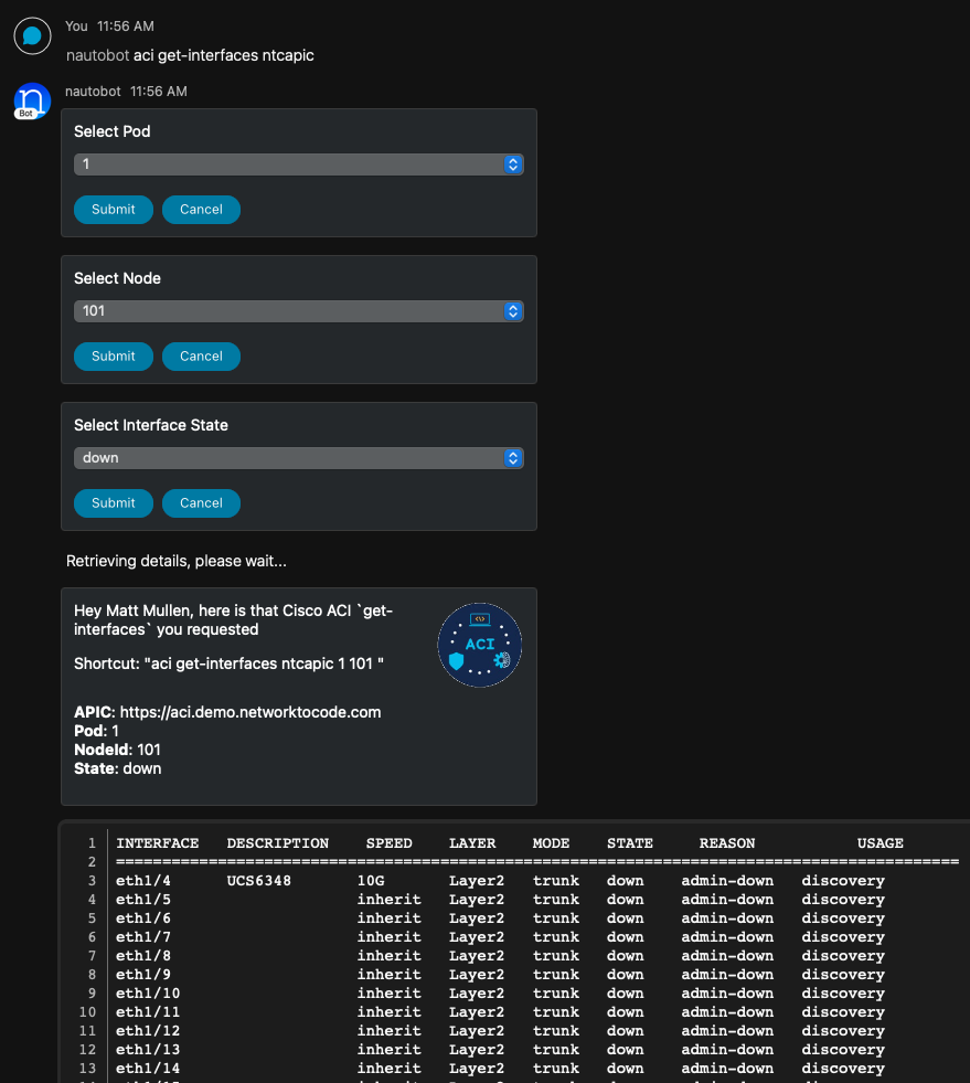 Get Interfaces Down