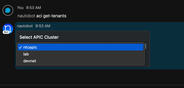APIC Selection Menu