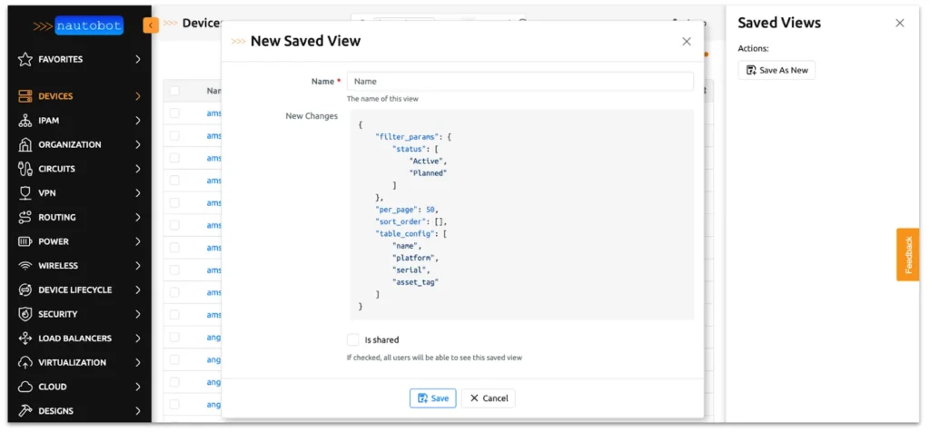 New Saved View