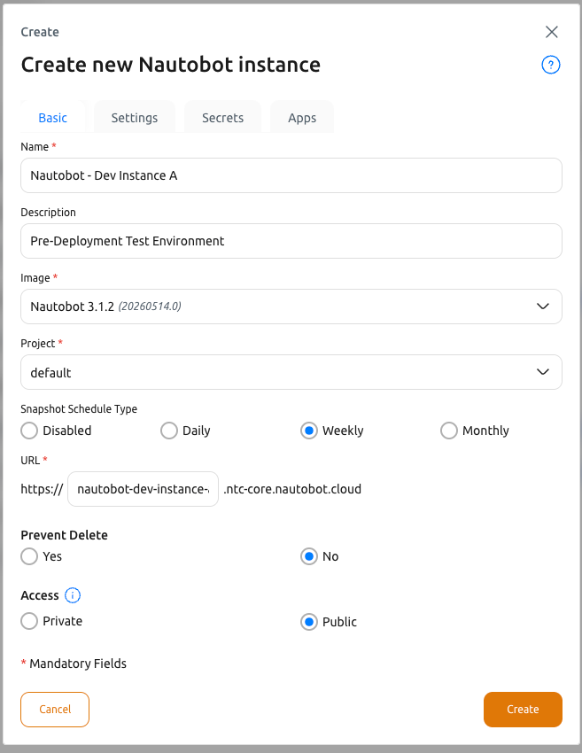 Create nb instance